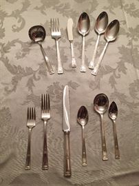 R. Wallace "Buckingham" silverplate.  Service for 8 including soup & grapefruit spoons & serving pieces.