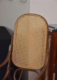 Vintage Bentwood Rocking Chair with Rattan Back & Seat