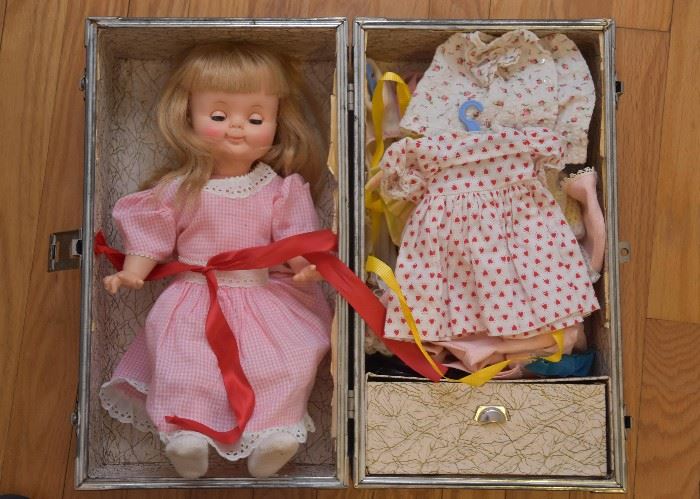 Vintage Doll & Doll Clothes in Trunk