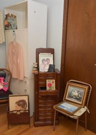 Vintage Magazine Rack, Jewelry Storage Cabinet, Artwork, Etc.