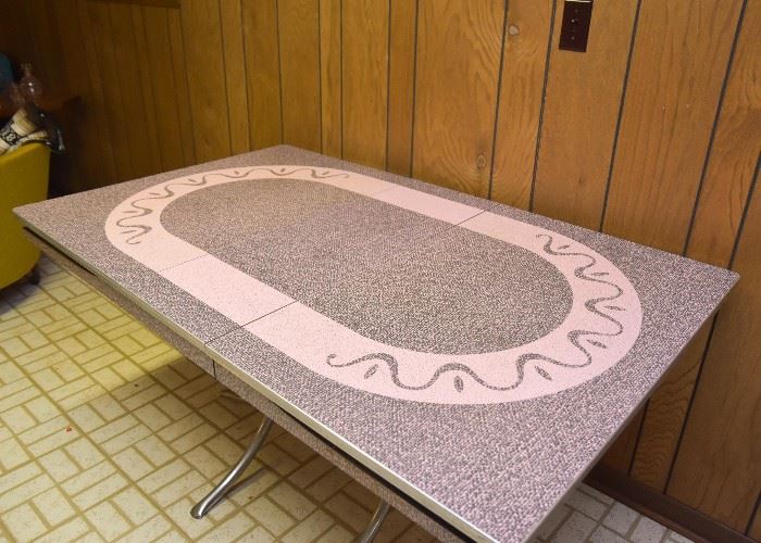 1950's Pink & Gray Formica Kitchen Table / Kitchenette
