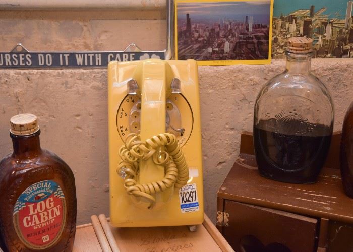 Vintage Yellow Wall Telephone