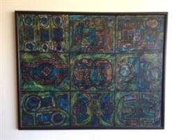 Blue Green Masks Symbols signed MARK 69 COA provided.