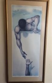 "He Ain't Heavy" Signed Framed Lithograph by Gilbert Young. COA provided.
