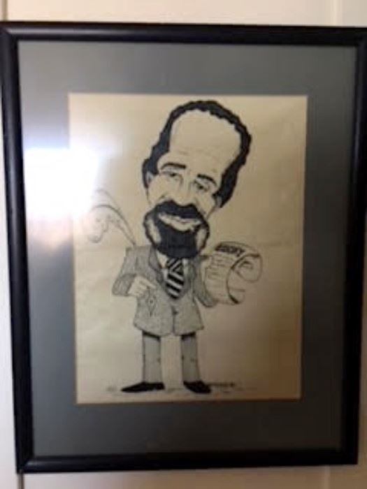 Lerone Bennett Jr Caricature by Harry Pulver Jr COA available. 