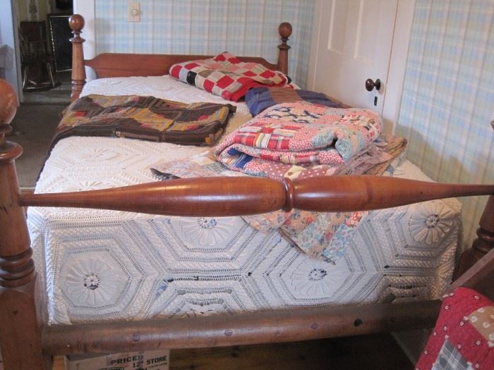 rope bed 3/4 size & quilts
