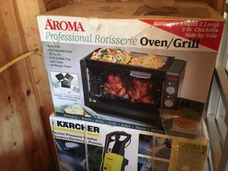 Aroma (new in box) Rotisserie Oven/Grill and Karcher elec. pressure washer (new in box)