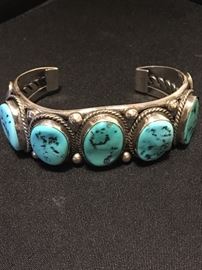 Southwestern Navajo Silver and Turquoise cuff bracelet