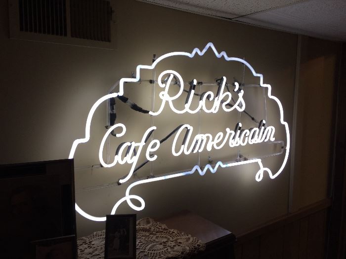 custom made neon sign modeled after the sign in the movie Casablanca