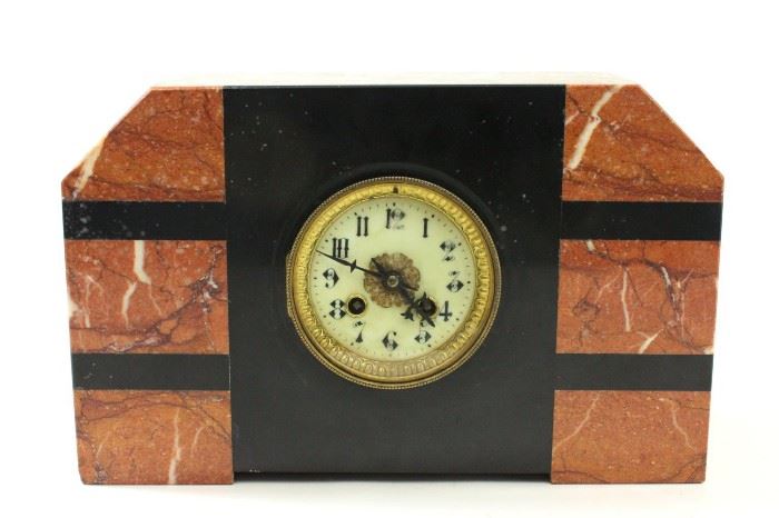 Lot 64: French Art Deco Style Marble Mantel Clock