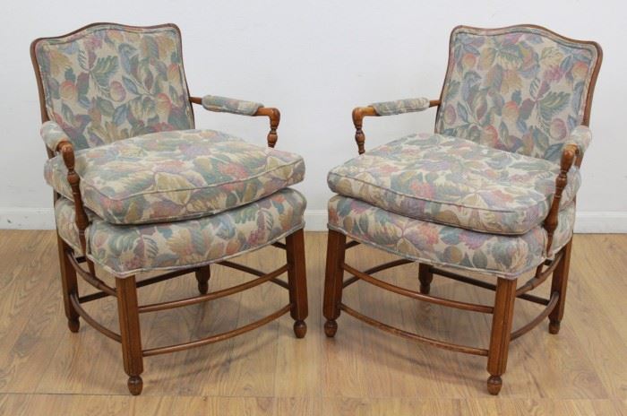 Lot 106: Pair Country French Birdseye Maple Armchairs