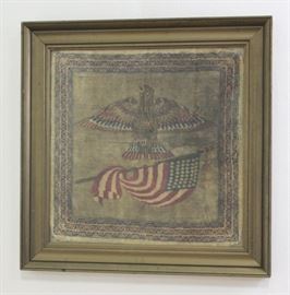 Lot 192: Persian Silk Carpet of American Eagle & Flag