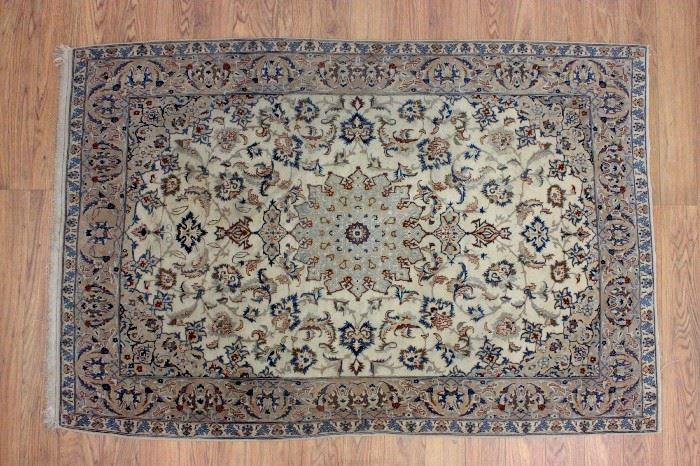 Lot 196: Qum Silk & Wool Beige & Ivory Rug/Carpet
