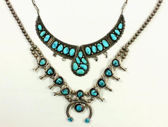 Lot 204: Sterling Silver & Turquoise Squash Blossom