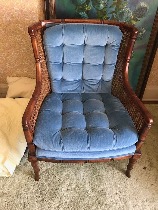 Vintage Blue Occasional Chair with Cane sides