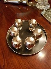 Sterling Silver goblets and tray