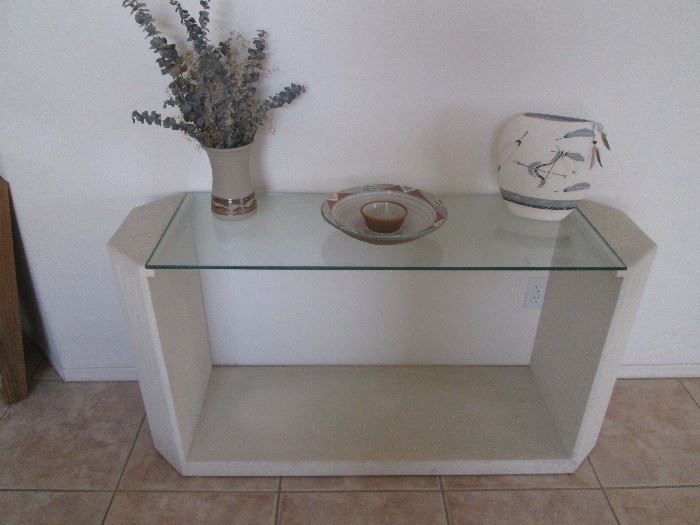 Console Table, glass top.  Note:  Native American-Style Accessories