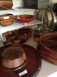 Wooden bowls and serving pieces