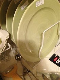 Light celery colored chargers