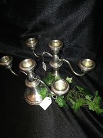 Silver plate candle holders