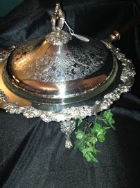 Silver plate covered casserole