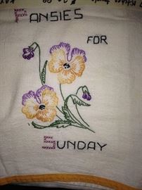 Hand stitches cup towels - Sunday through Saturday