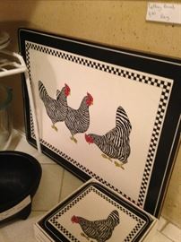 Hen placemats and coasters
