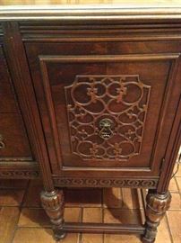 Antique buffet's carved details