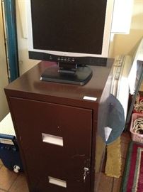 Monitor; file cabinet