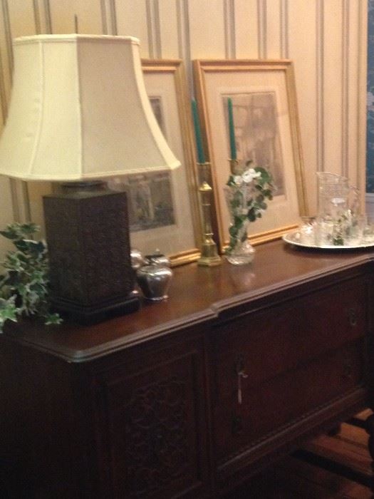 Antique buffet matches the table and chairs