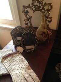 Other vanity mirrors and frames; vintage gloves