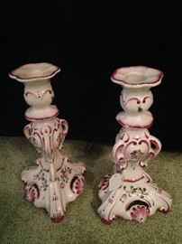 Italian hand painted candle holders