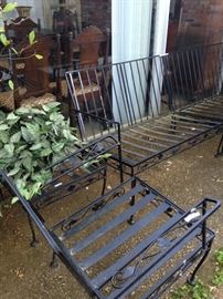 Patio chair, table, and sofa