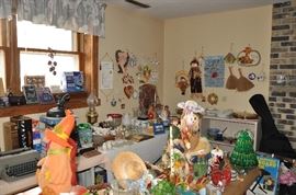 Basement - Seasonal,  Decoratives, Sewing,  Books, Home office Supplies, Electronics