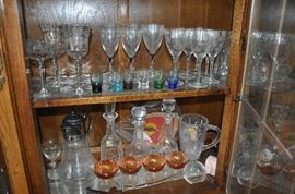 Dining Room - Waterford, Orrefors, Etched Depression Glasses, Block Crystal, Carnival Sherbets