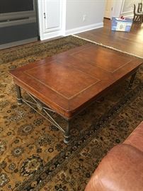 Hooker leather top coffee table