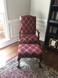 Martha Washington arm chair with ottomqn