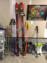 Ski equip (skis, poles, boots, bags)