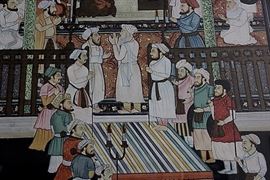 detail Indian silk painting.  