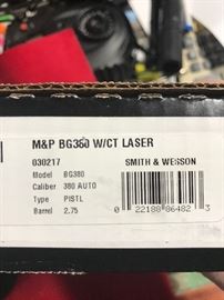 S&W BODYGUARD W/CT LASER, .380 NIB