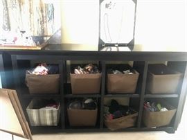 Two piece storage unit with cubbies