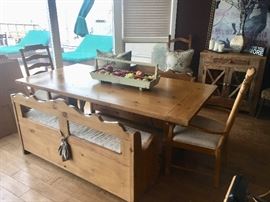 Farmhouse table with benches & chairs