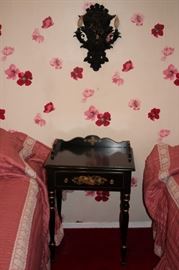 Small Stenciled Nightstand and Sconce