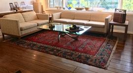 Mid-Century Sofa and Love Seat; Cast Aluminum & Glass Cocktail Table by Knut Hesterberg for Ronald Schmitt, Eberbach.