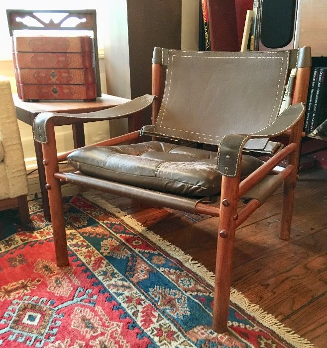 Leather & Wood Occasional Chair, Turkish Area Rug
