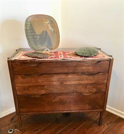 Castillo Brothers, Taxco, 3-Metal 12" Plate;  Mali Soapstone; Mid-Century, Chest of Drawers by Kopenhaven Furniture Company