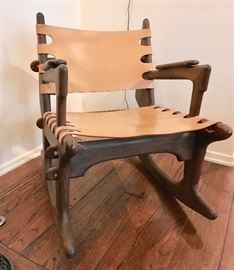 Modern Rocker, Leather & Shaped-wood, Artisan made
