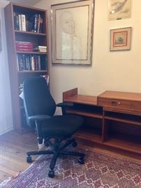 Teak Desk and Bookcases; "Sitmatic" Desk Chair