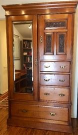 Edwardian  (Turn-of-the-Century) Carved Mahogany with Hat Cupboard, Closet and Drawers
