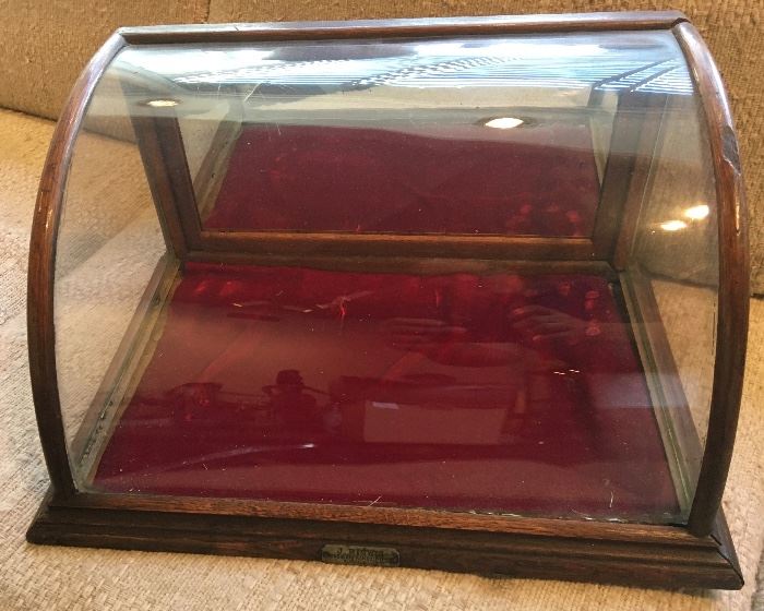 Vintage Curved Glass, Shelf-Top Display Case
